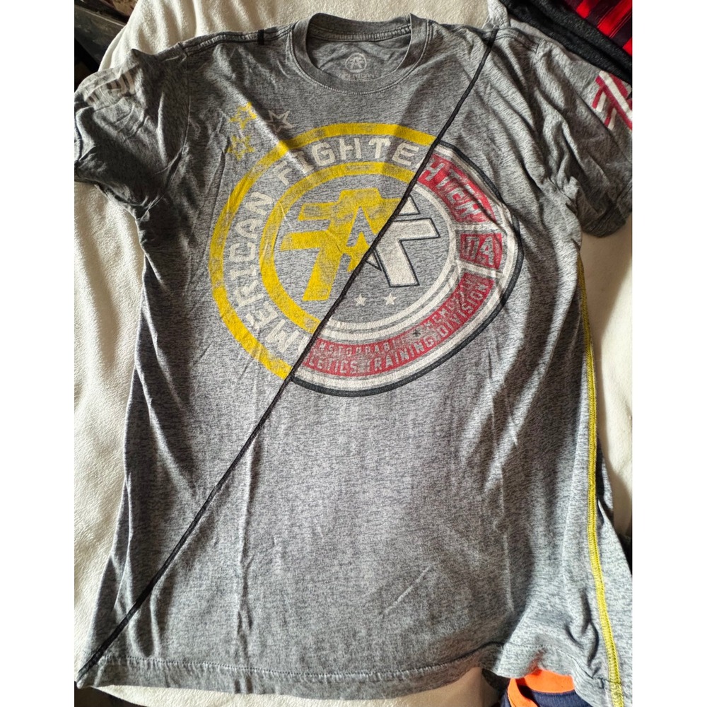 American Fighter Mens Heather Grey Graphic T-Shirt Buckle Exclusive Large